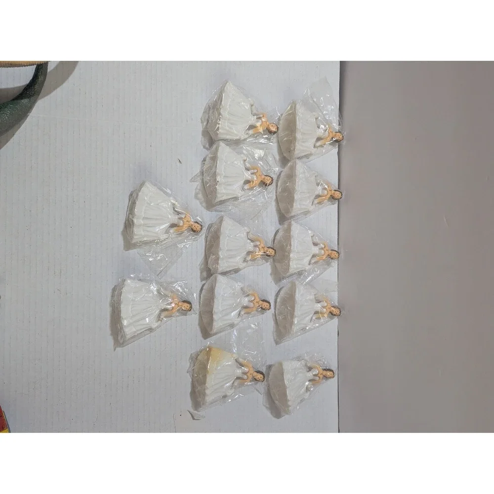 Lot of 12 Vintage Style Bride Debutante Cake Topper Figurines White Gold 2.5 in
